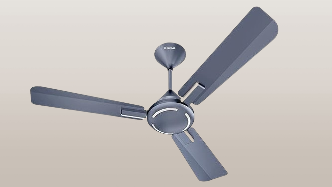 "Havells 1200mm Ambrose ES Ceiling Fan with nickel sapphire finish and 2-year warranty."