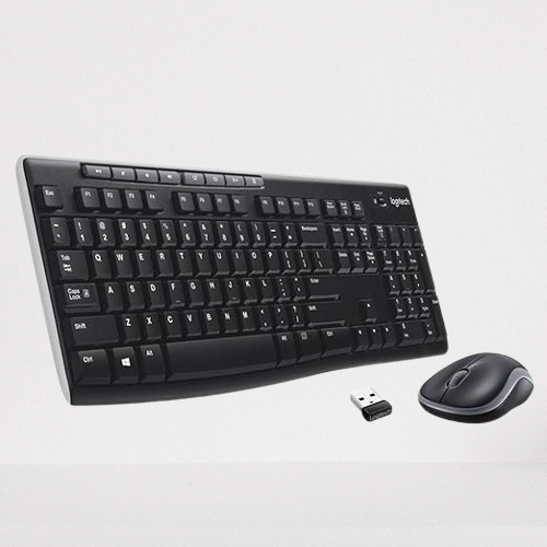 Logitech MK270r wireless keyboard and mouse combo with multimedia keys and a spill-resistant design