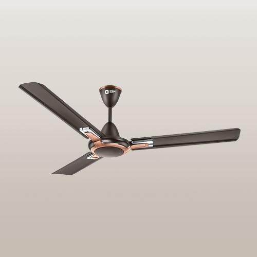 "Orient Electric Apex Prime 1200mm Ceiling Fan in smoke brown, anti-rust, with 5-year warranty."